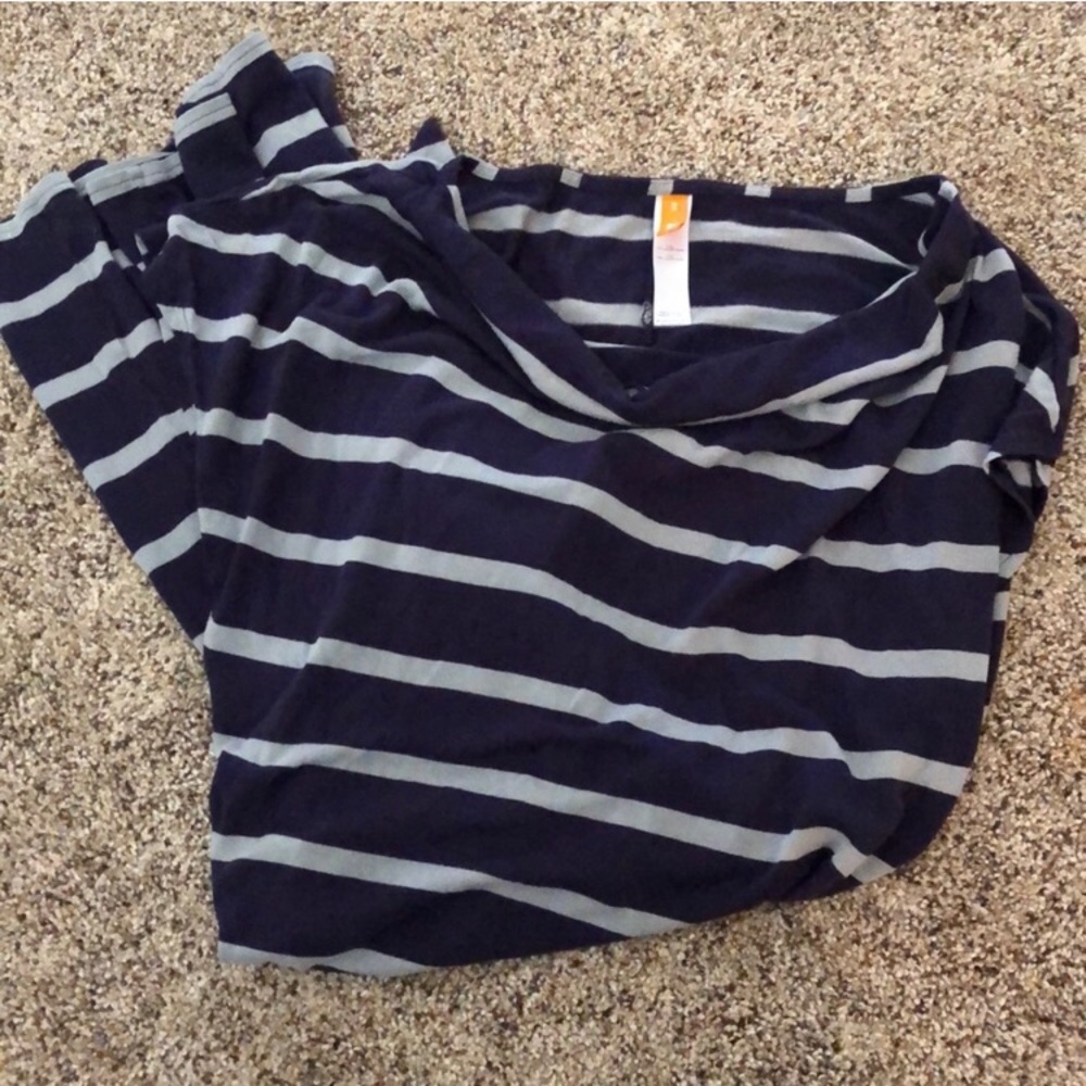 Lucy navy/grey stripe cotton dress